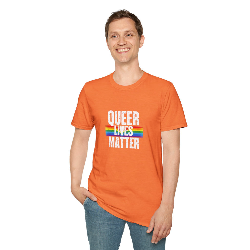 Queer Lives Matter Unisex Softstyle T-Shirt - Support LGBTQ+ Rights