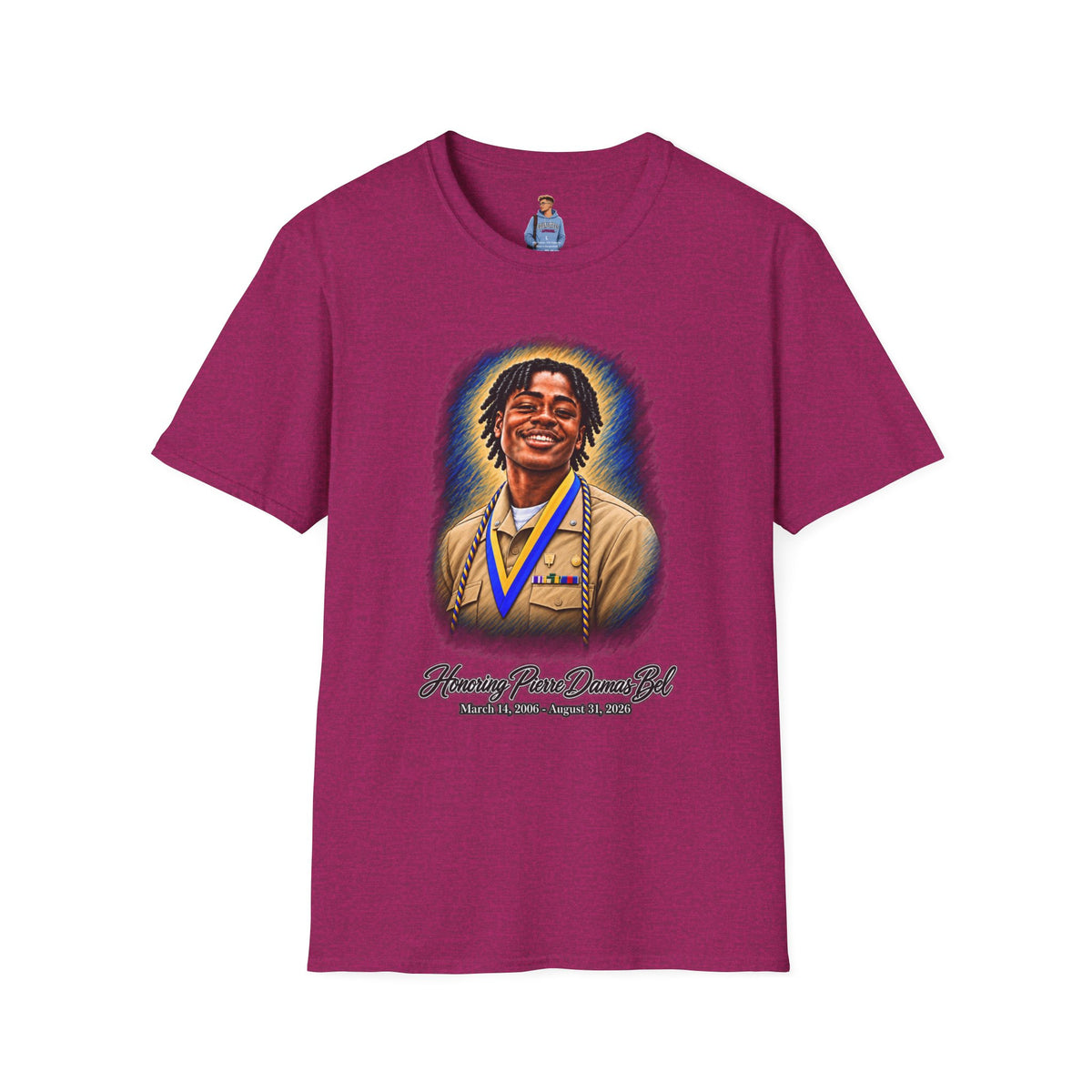 Smiling Portrait Front - In Memory of Pierre Damas Bel T-Shirt