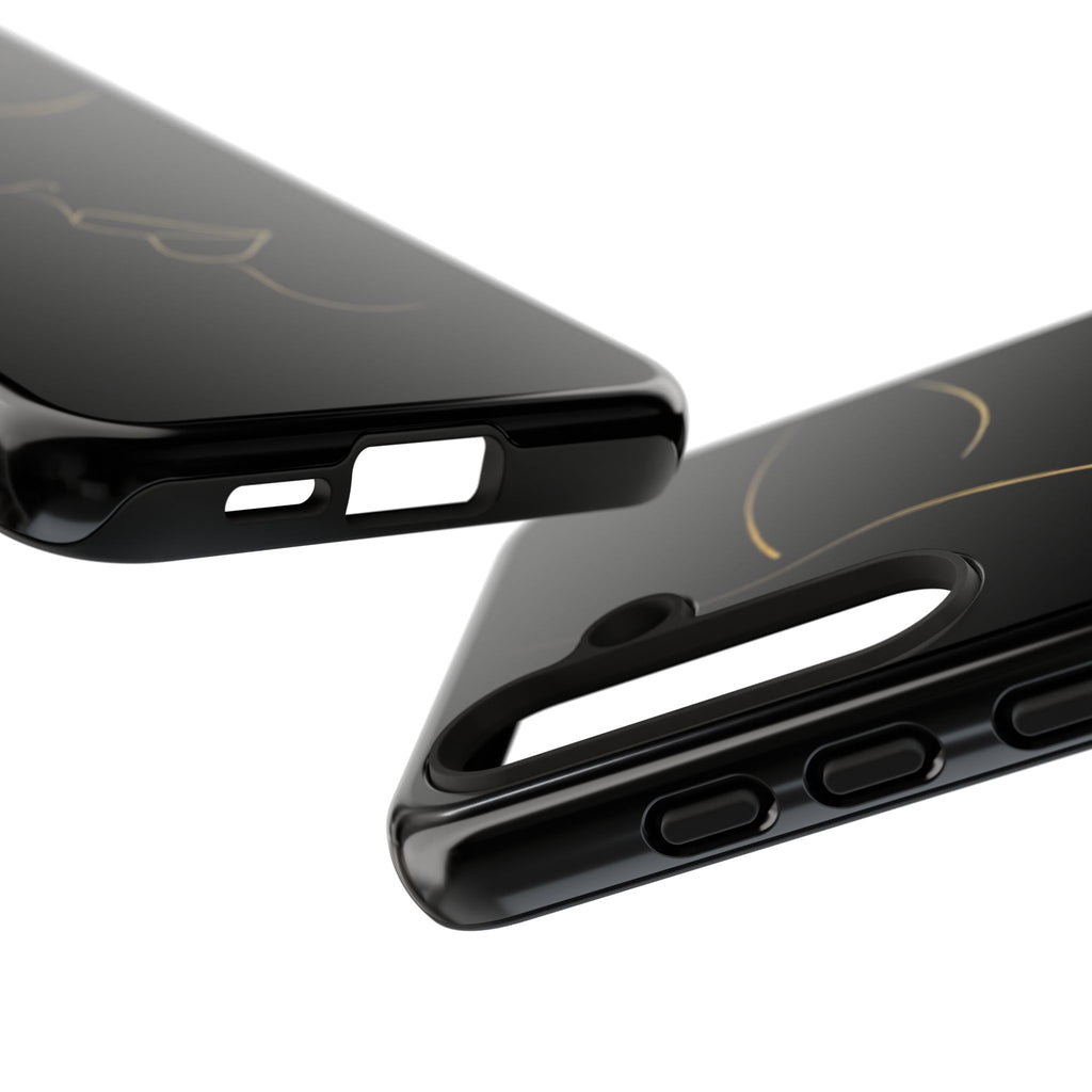 Android OR iPhone Compatible Cases - Gold Line Face Design - Unique Tough Cases