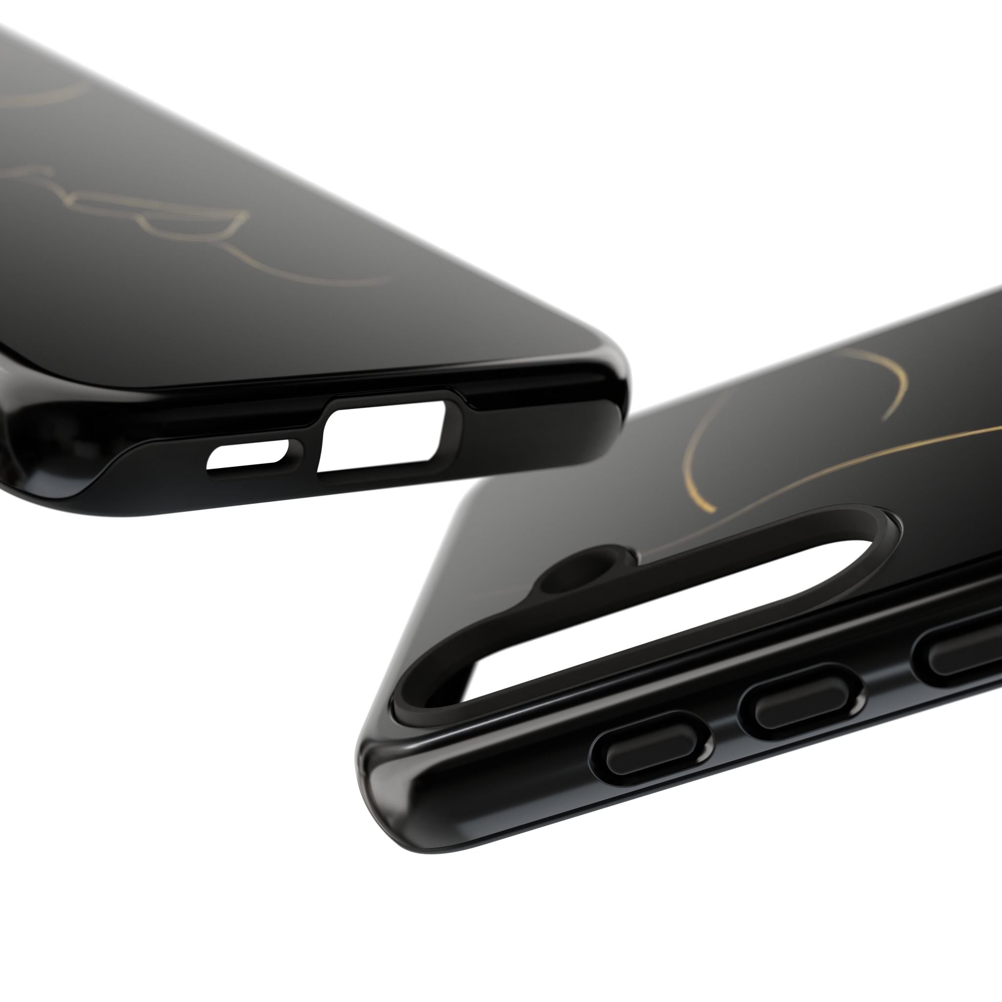 Android OR iPhone Compatible Cases - Gold Line Face Design - Unique Tough Cases