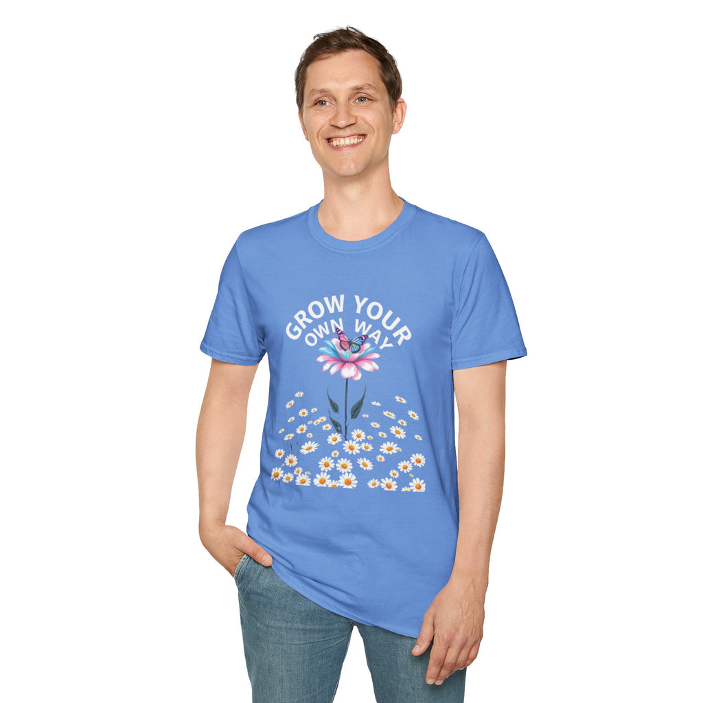Grow Your Own Way Trans Pride Unisex T-Shirt - Floral Design for Garden Lovers