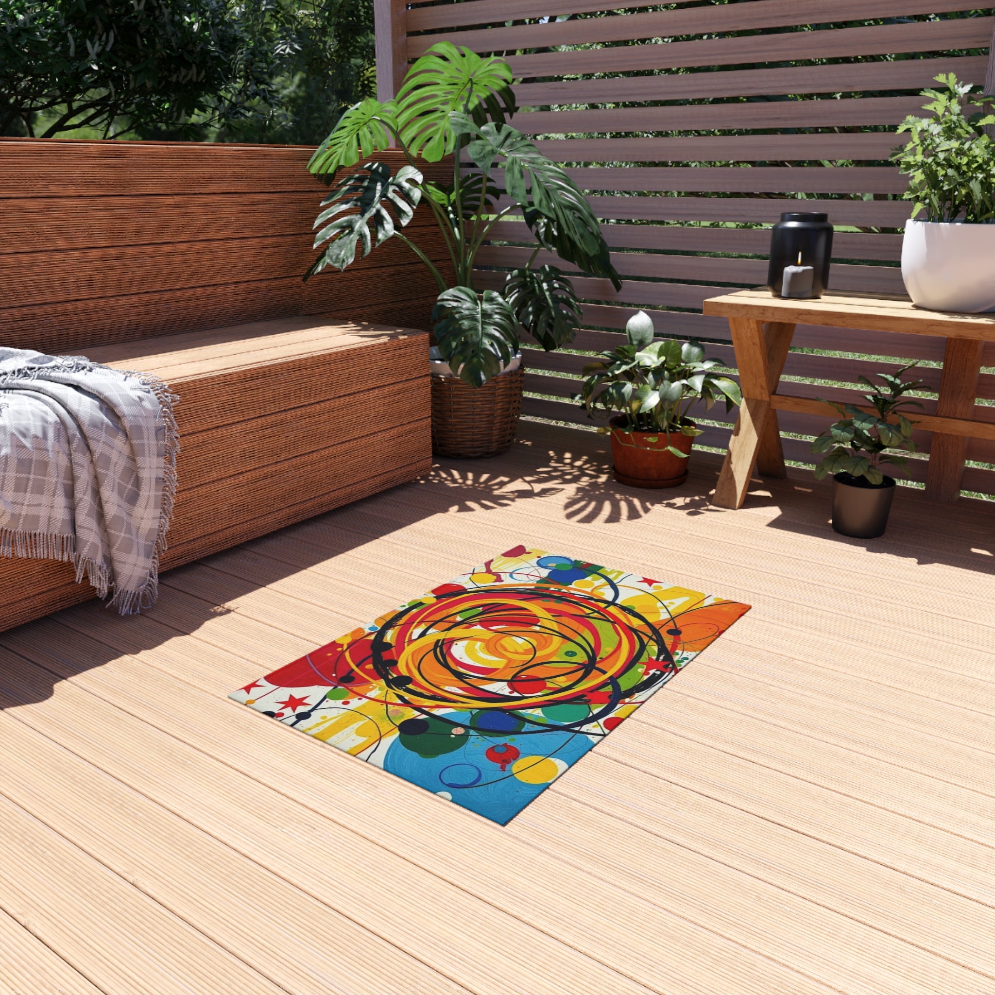 Abstract Swirls Outdoor Rug