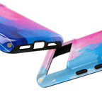 Android OR iPhone Compatible Cases - Pink and Blue Color Splash Design