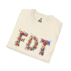 FDT Floral Letter Tee — Bold Floral Typography T-Shirt