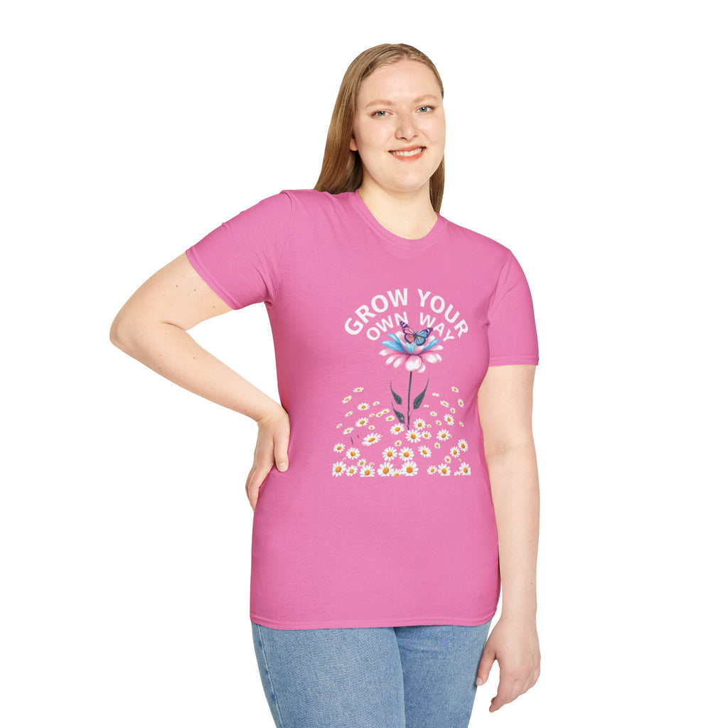 Grow Your Own Way Trans Pride Unisex T-Shirt - Floral Design for Garden Lovers