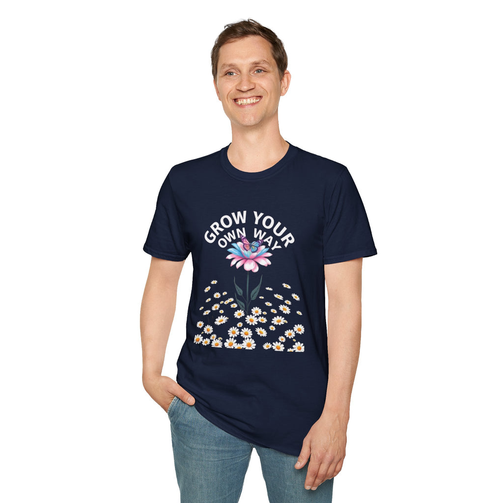 Grow Your Own Way Trans Pride Unisex T-Shirt - Floral Design for Garden Lovers