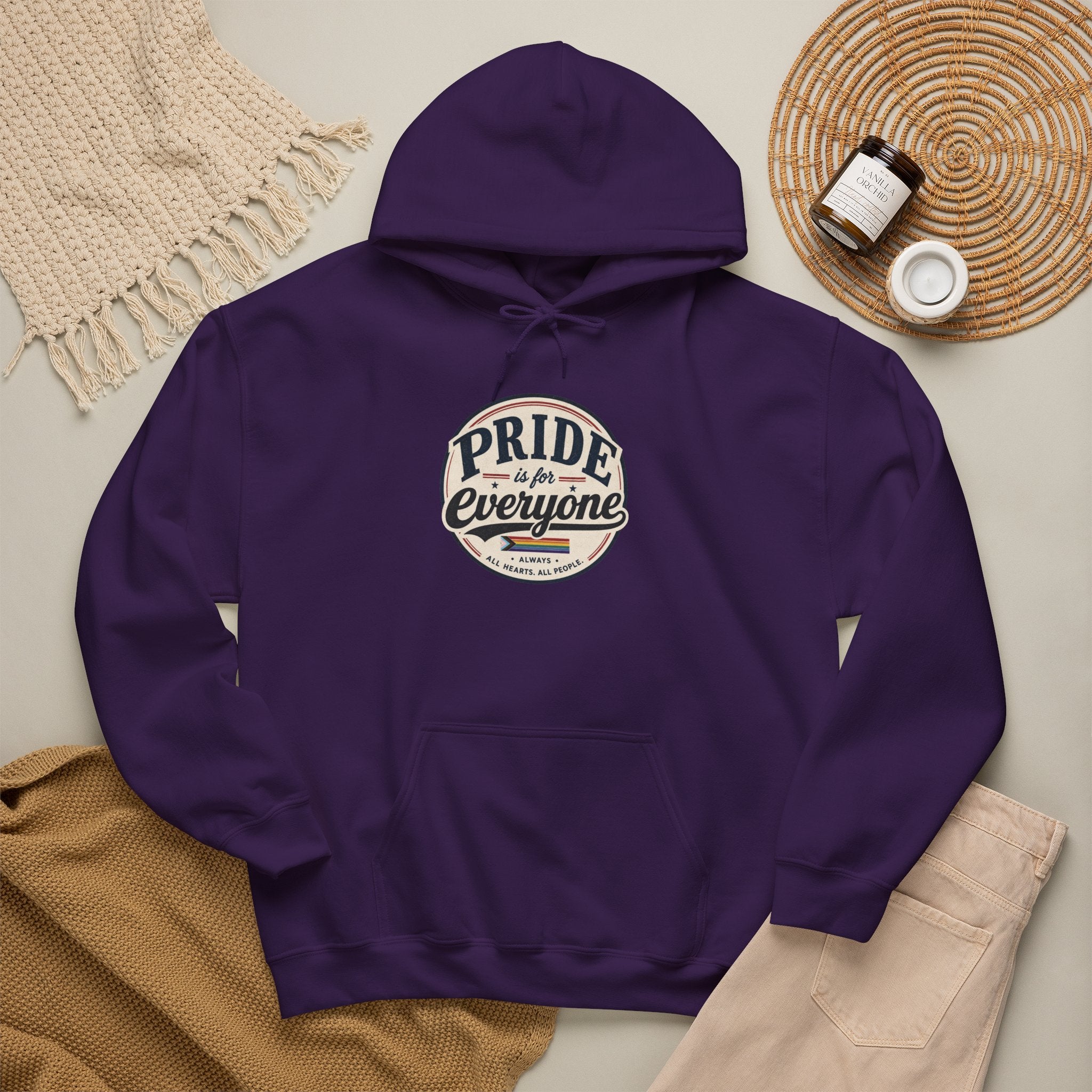 Pride Is For Everyone Pullover Hoodie — Vintage Graphic Inclusivity Sweatshirt