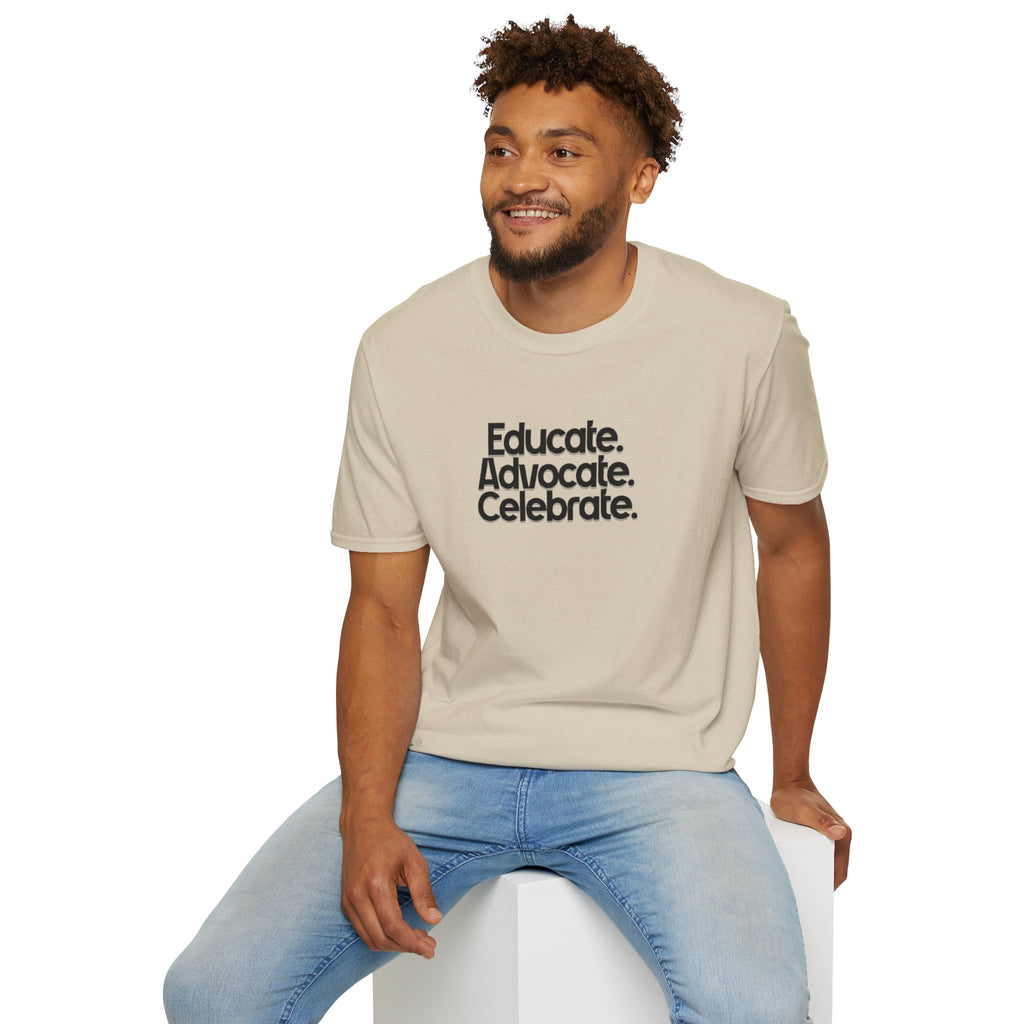 Teacher Advocate T-Shirt - Subtle Pride Educate Advocate Celebrate Design - EqualiTees.Me
