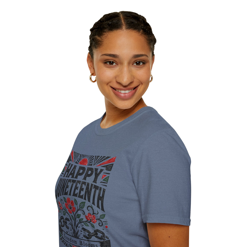 Juneteenth T-Shirt — "Happy Juneteenth" Floral Freedom Tee