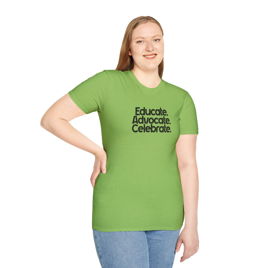 Teacher Advocate T-Shirt - Subtle Pride Educate Advocate Celebrate Design - EqualiTees.Me