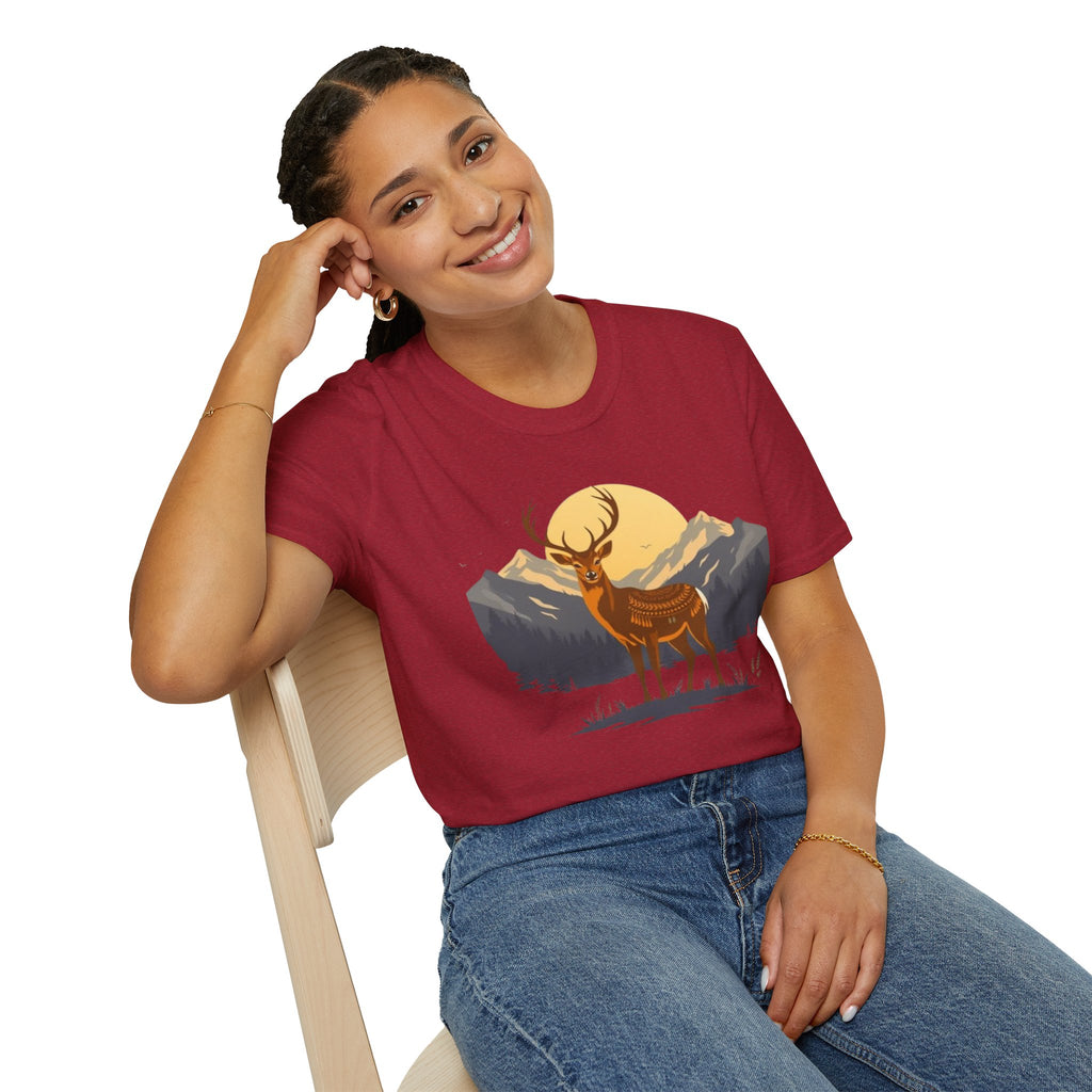 Mountain Sunset Deer Unisex Softstyle T-Shirt