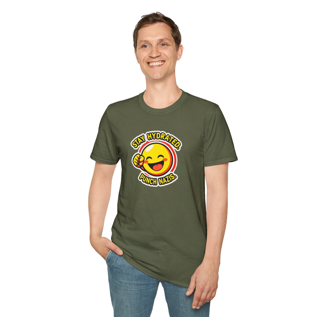 Stay Hydrated, Punch Nazis Funny Emoji T-Shirt