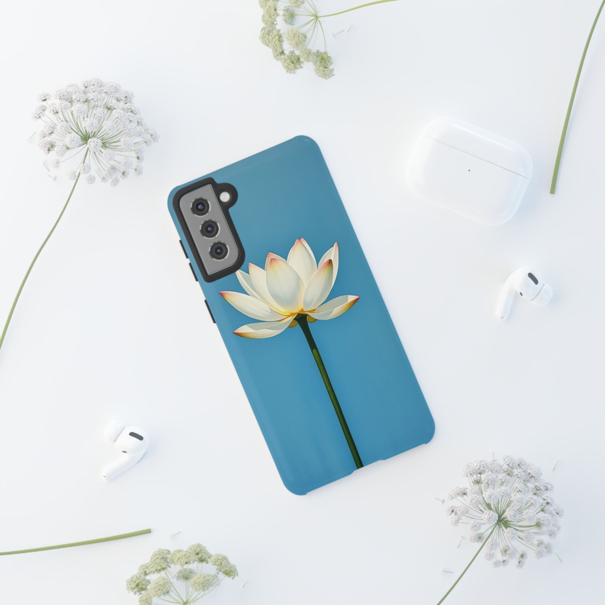 Open White Peace Lily Design Tough Case For Android & iPhone