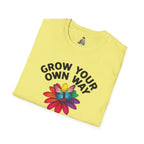 Unisex Softstyle T-Shirt - 'Grow Your Own Way' Floral Design for Queer Pride