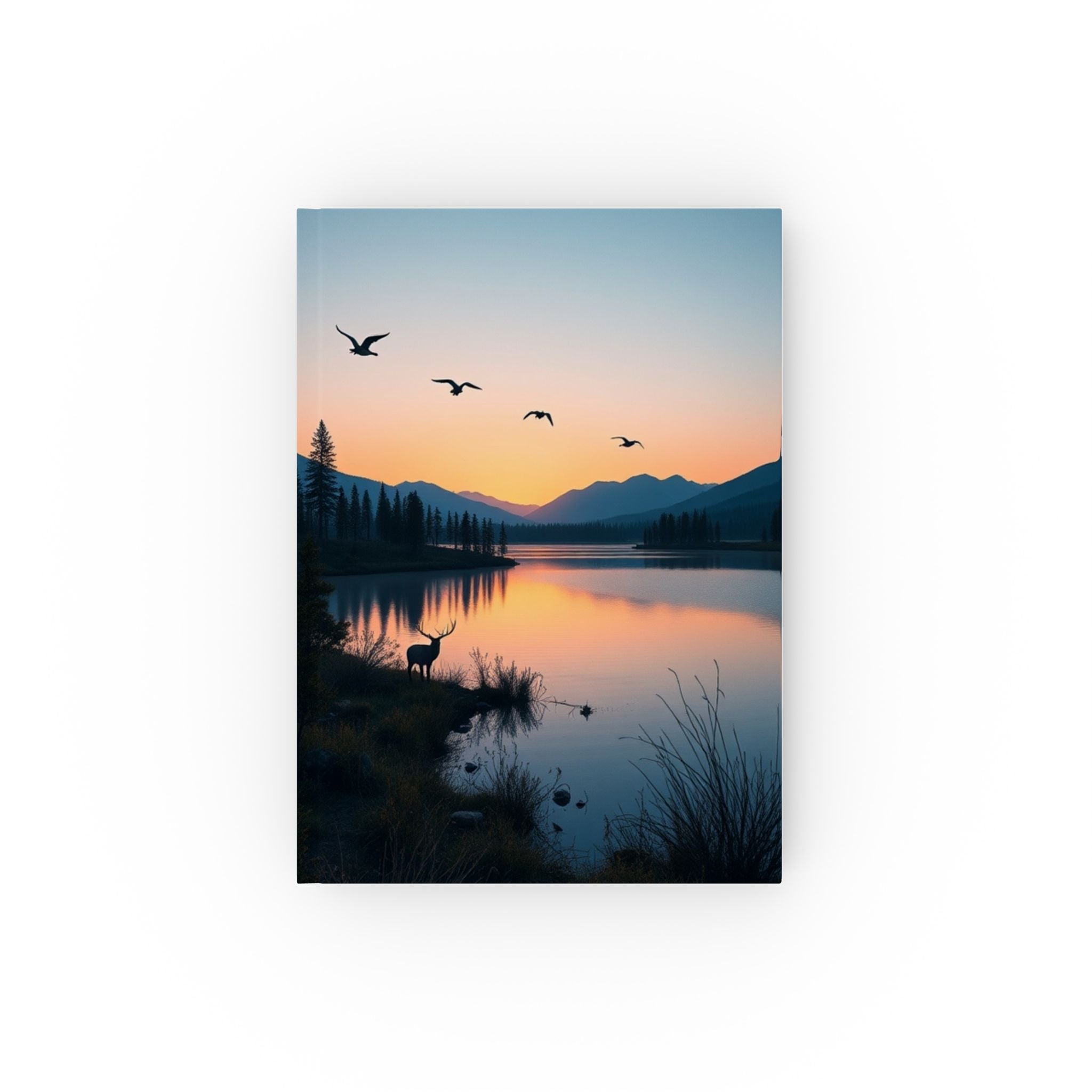 Mountain Lake Sunset Scene Hard Backed Journal - Perfect for Gifts, Journaling, and Celebrations