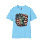 Statue of Liberty Stepping on MAGA American Flag T-Shirt — Patriotic USA Independence Day Tee