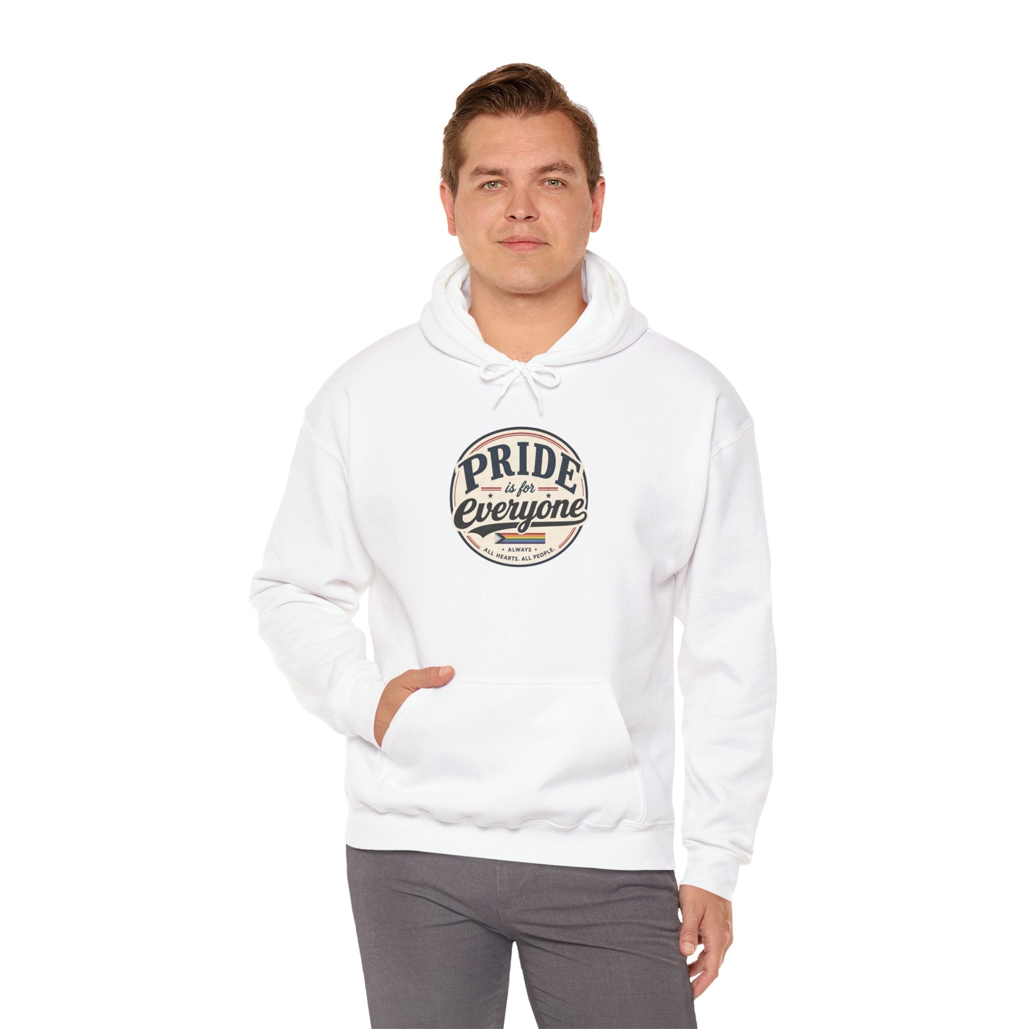 Pride Is For Everyone Pullover Hoodie — Vintage Graphic Inclusivity Sweatshirt
