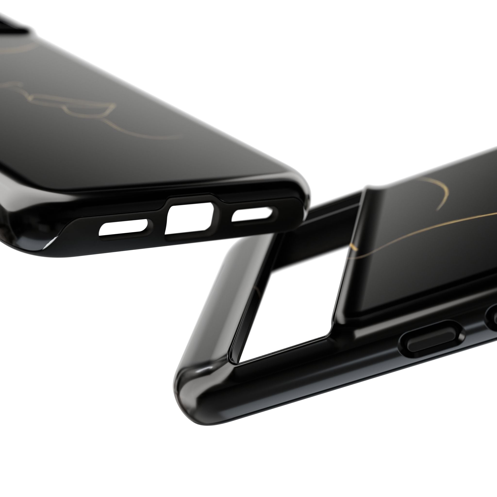 Android OR iPhone Compatible Cases - Gold Line Face Design - Unique Tough Cases