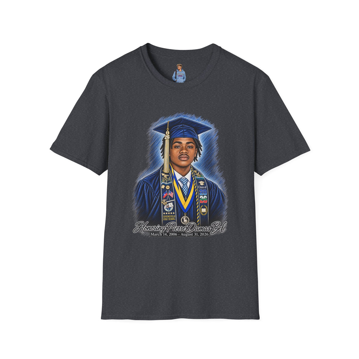 Graduation Portrait Front - In Memory of Pierre Damas Bel T-Shirt