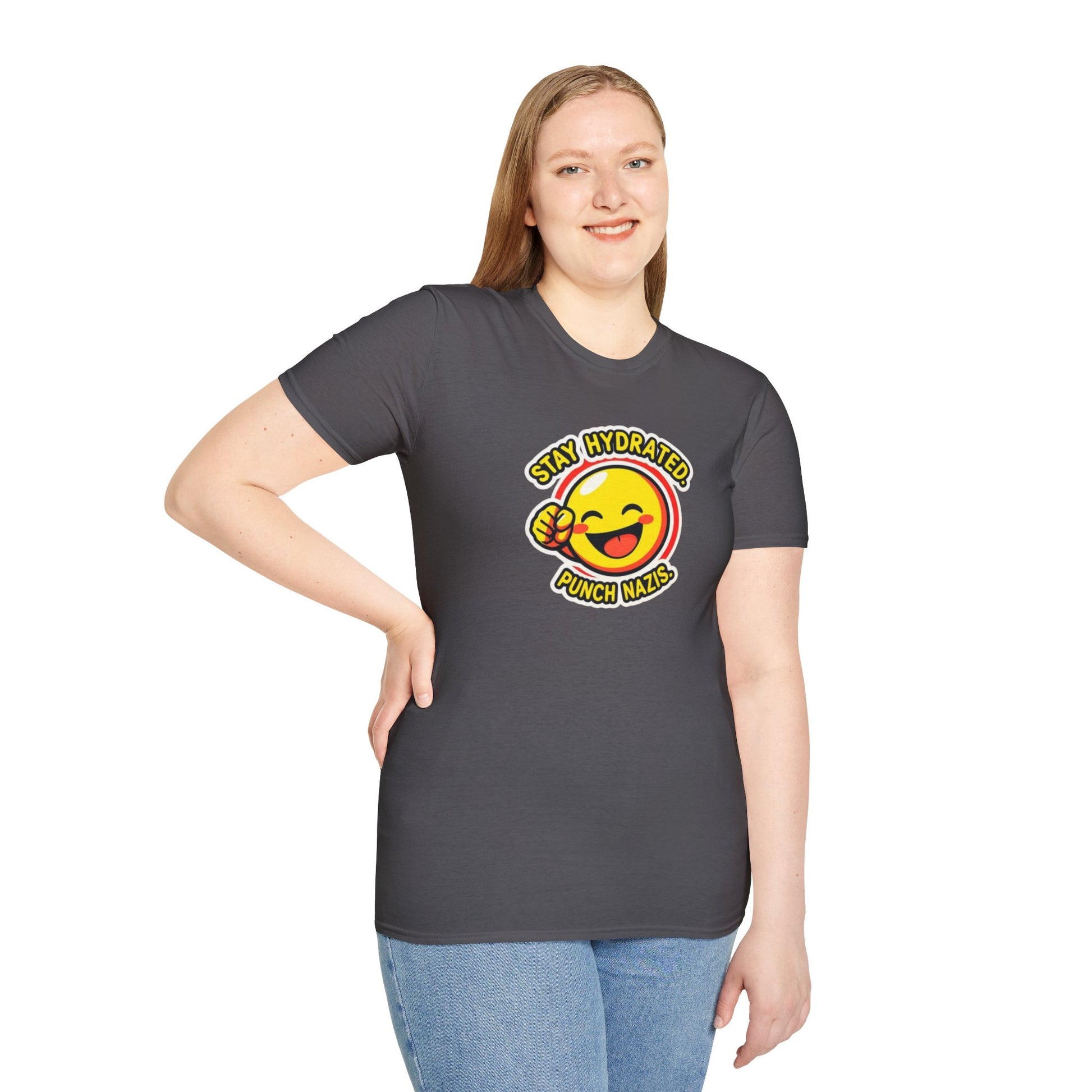 Stay Hydrated, Punch Nazis Funny Emoji T-Shirt