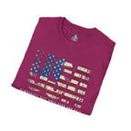 Patriotic Unisex Softstyle T-Shirt - "USA" & History Quote Design