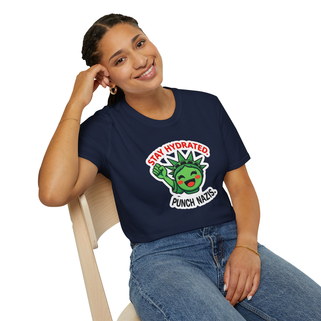 Stay Hydrated, Punch Nazis Funny Political Activism Tee