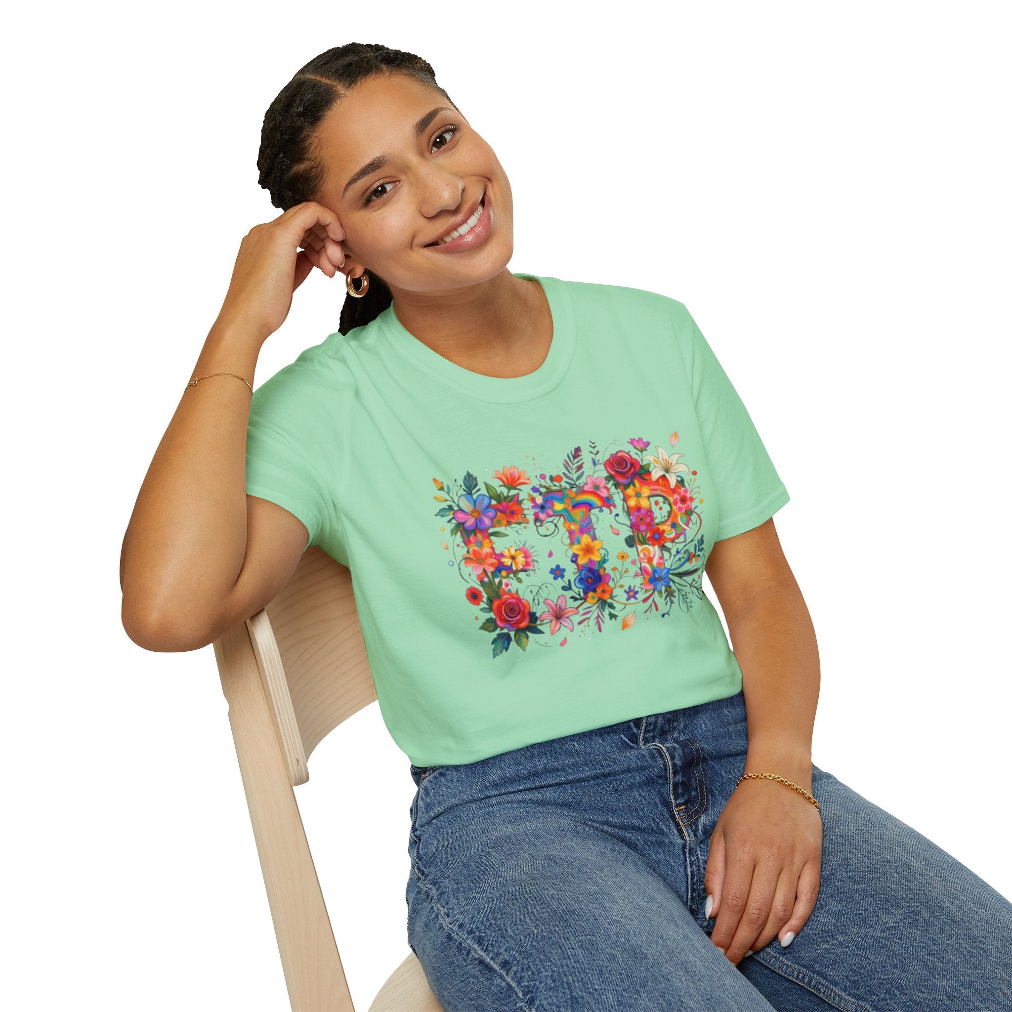Floral 'FTP' Graphic T-Shirt
