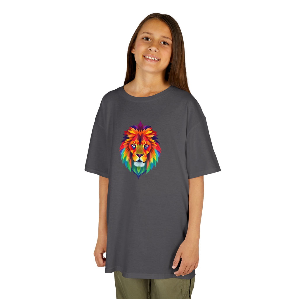 Colorful Fractal Lion Kids Heavy Cotton Tee