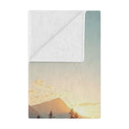 Serene Lake & Mountain Scene Microfiber Blanket