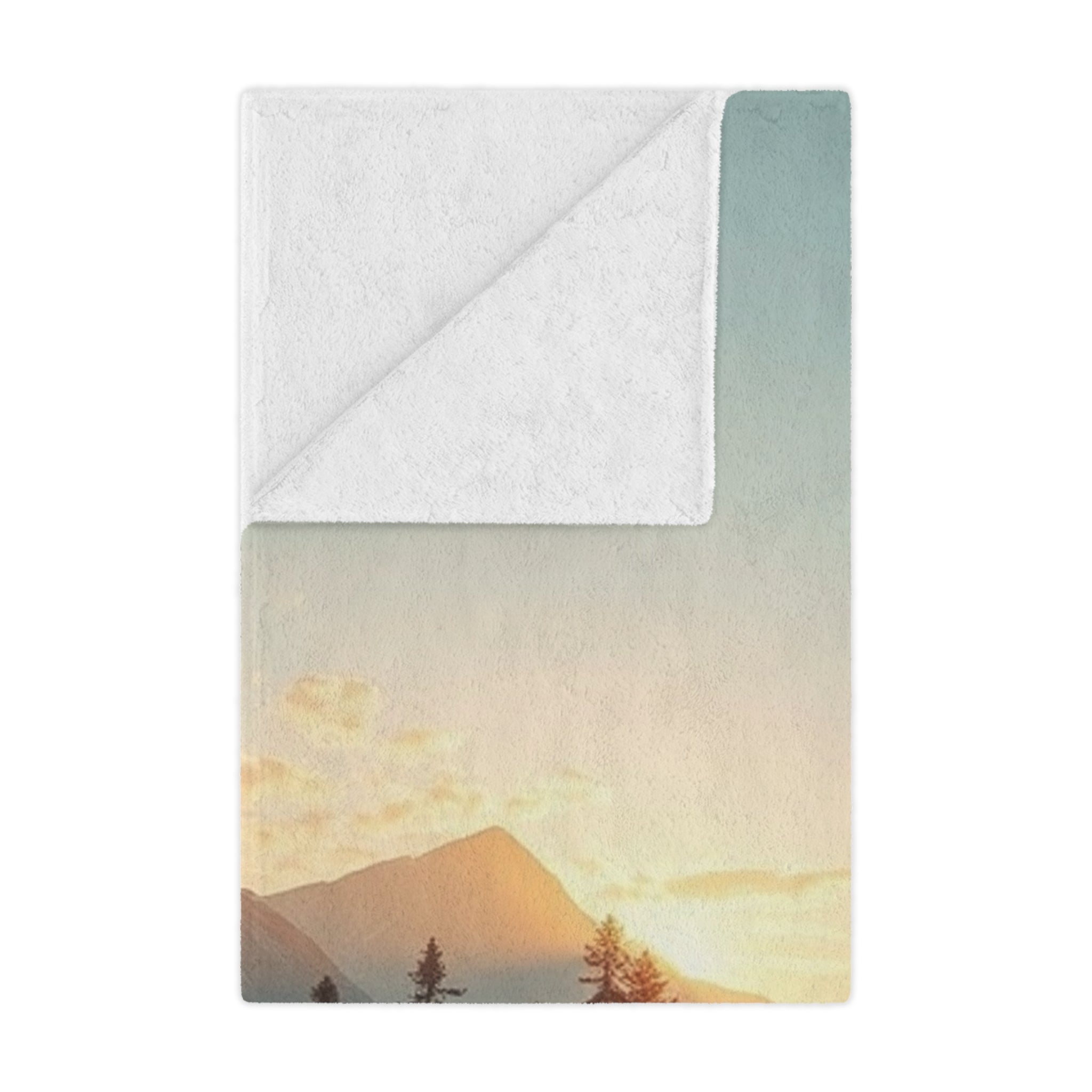 Serene Lake & Mountain Scene Microfiber Blanket