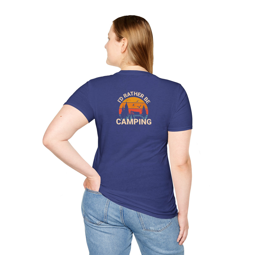 Unisex Softstyle T-Shirt - 'I'd Rather Be Camping' Adventure Tee
