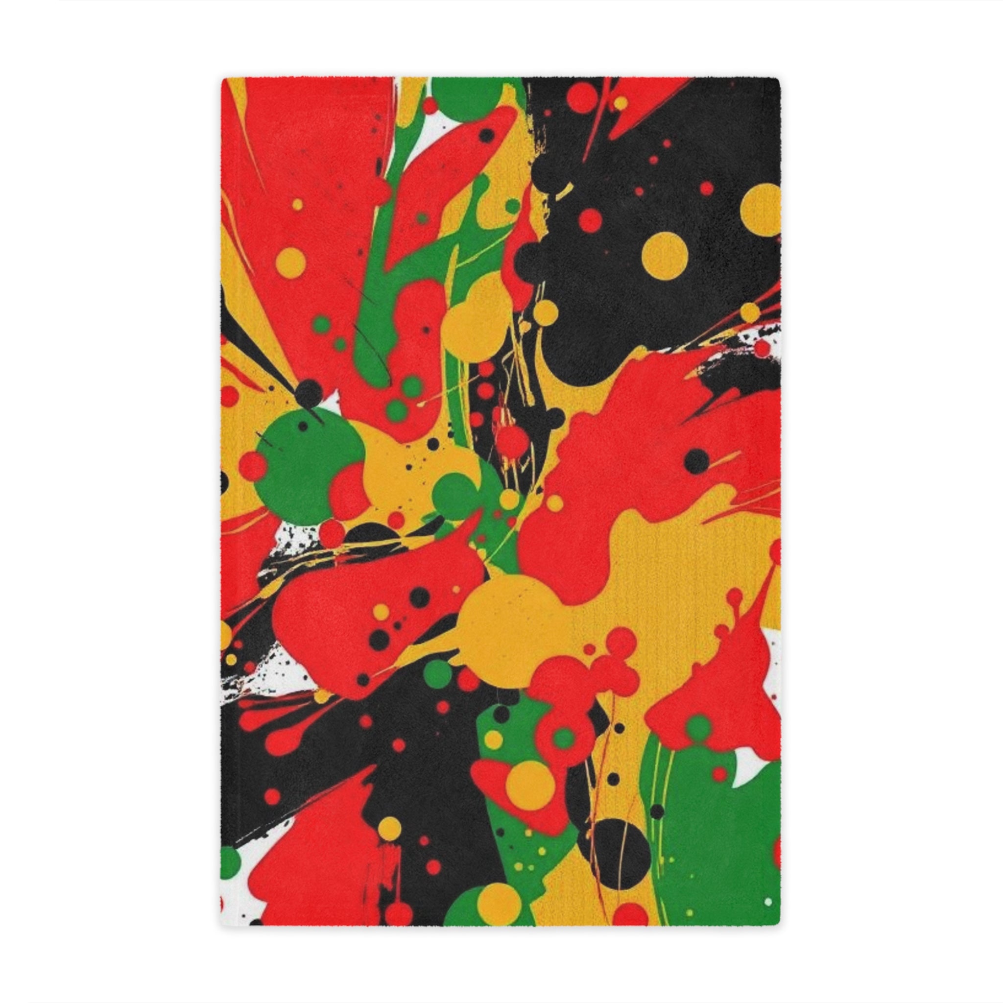 Abstract Yellow, Red, Black Microfiber Blanket