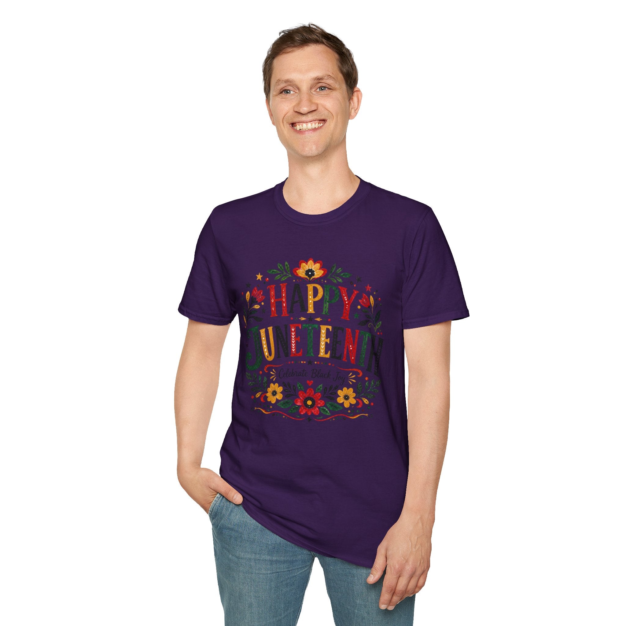 Juneteenth T-Shirt — "Happy Juneteenth" Floral Celebration Tee