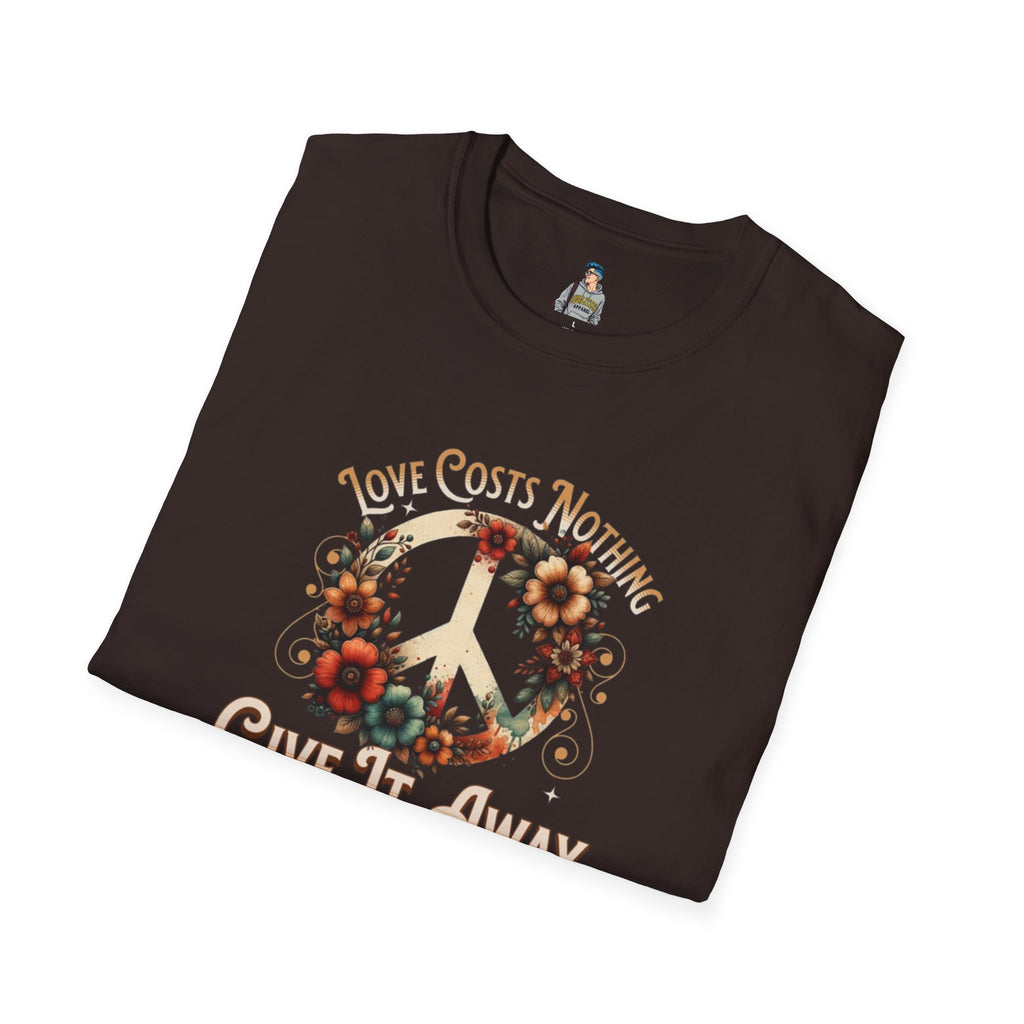 Unisex Softstyle T-Shirt - Love Costs Nothing, Give It Away Floral Peace Design