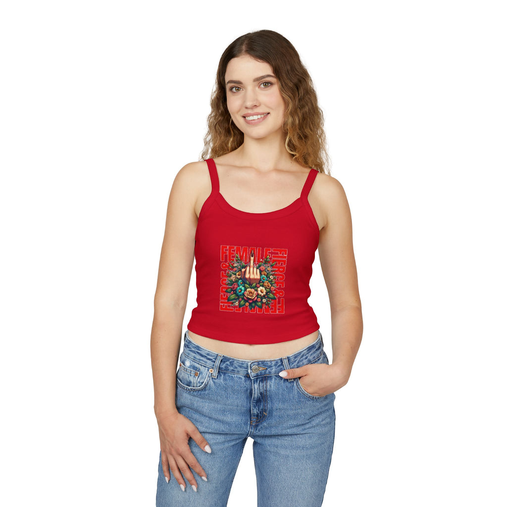 Fierce Female Floral Spaghetti Strap Tank Top