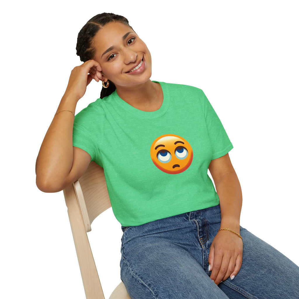 Unisex Softstyle T-Shirt with Eye Roll Emoji | Casual Graphic Tee for Everyday Humor