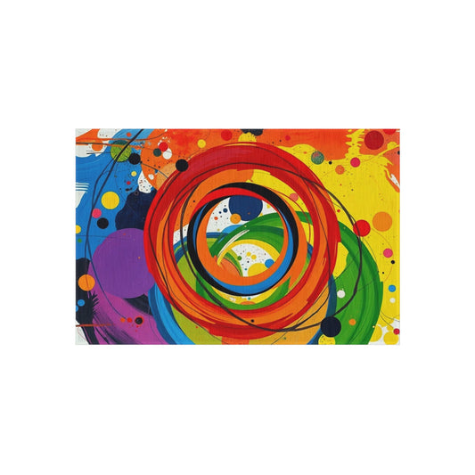 Abstract Circles and Swirls Outdoor Rug