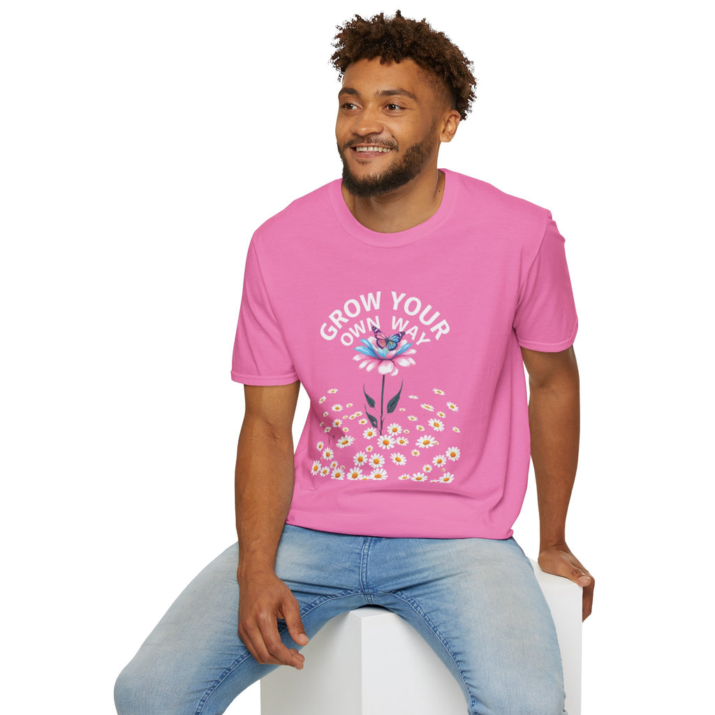 Grow Your Own Way Trans Pride Unisex T-Shirt - Floral Design for Garden Lovers