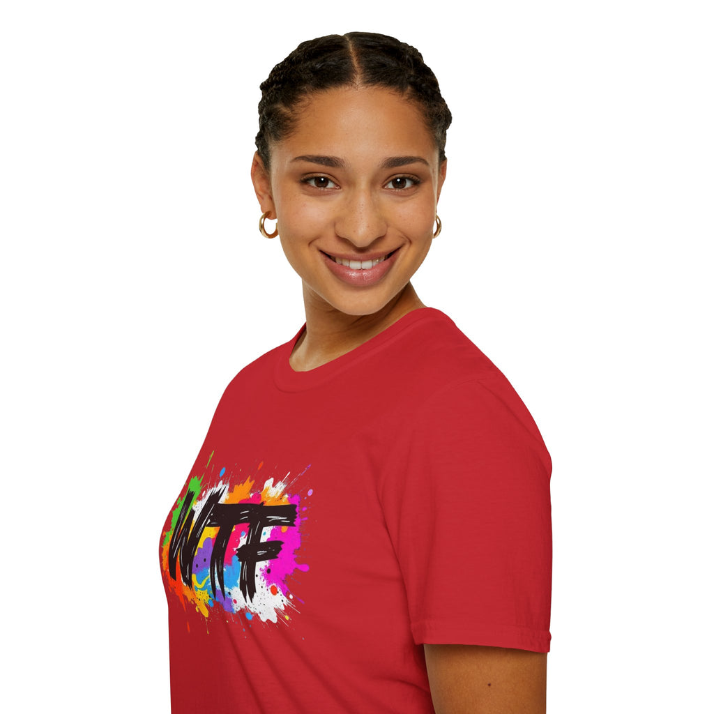 WTF Color Splash T-Shirt — Bold Rainbow Graphic Tee