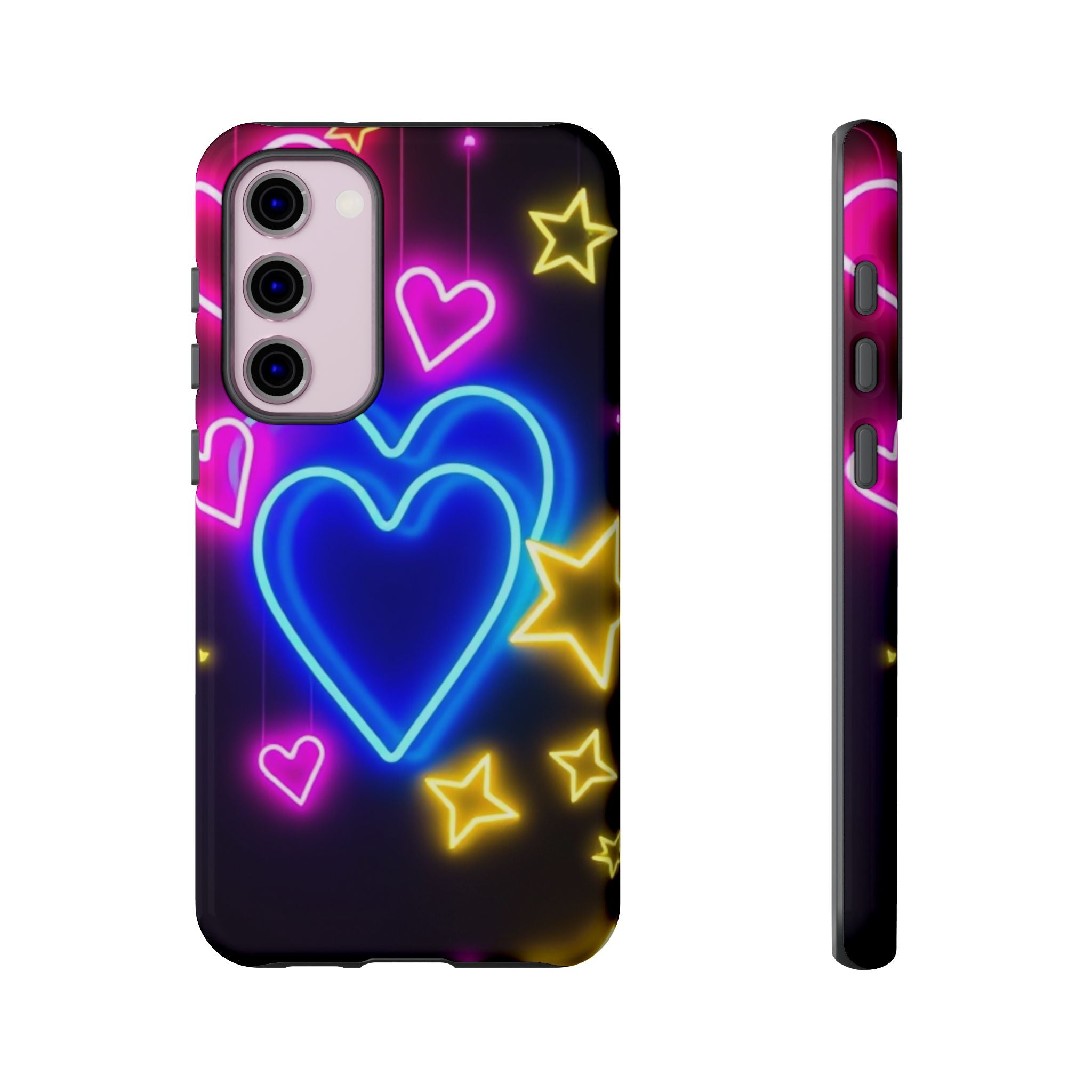 Android OR iPhone Compatible Cases - Neon Love Design - Unique Tough Cases