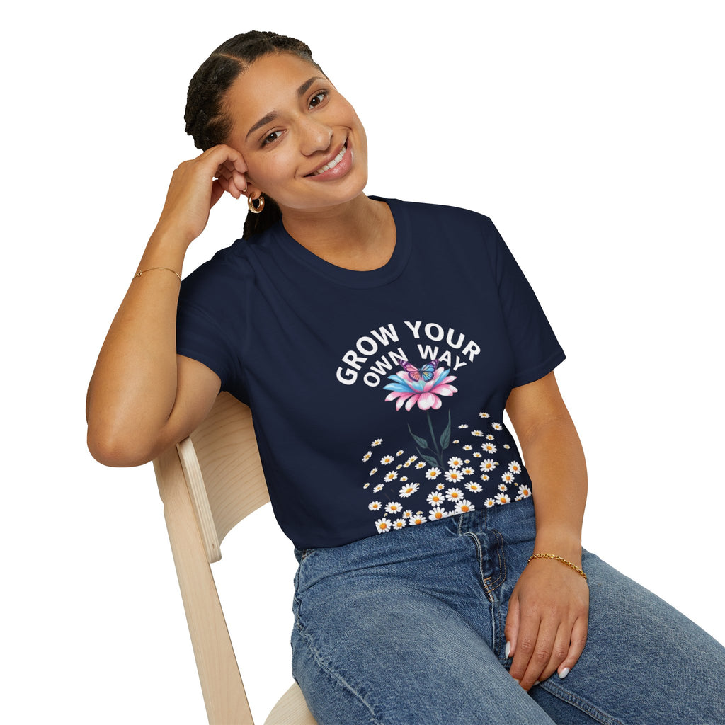 Grow Your Own Way Trans Pride Unisex T-Shirt - Floral Design for Garden Lovers