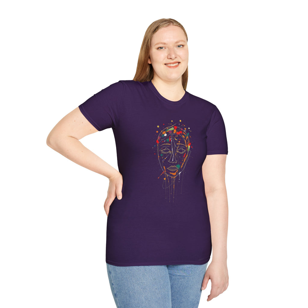 Abstract Rainbow Splatter Face Tee