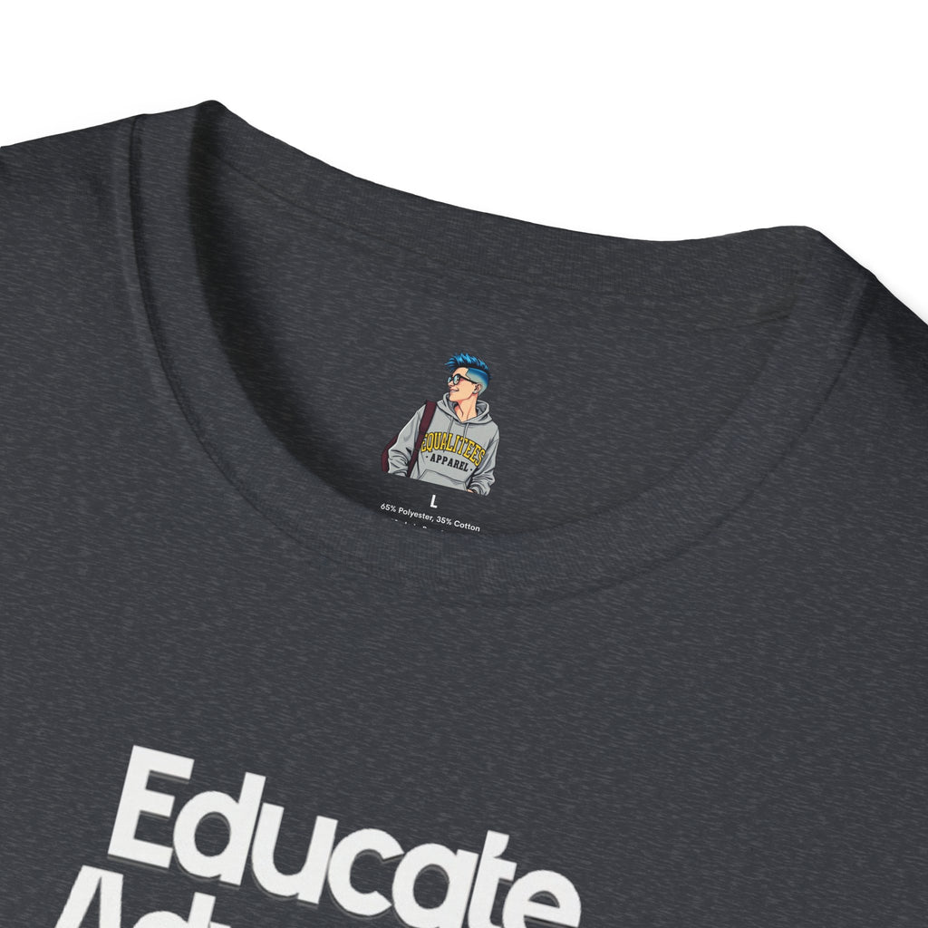 Educate. Advocate. Celebrate. Minimalist Pride T-Shirt - EqualiTees.Me