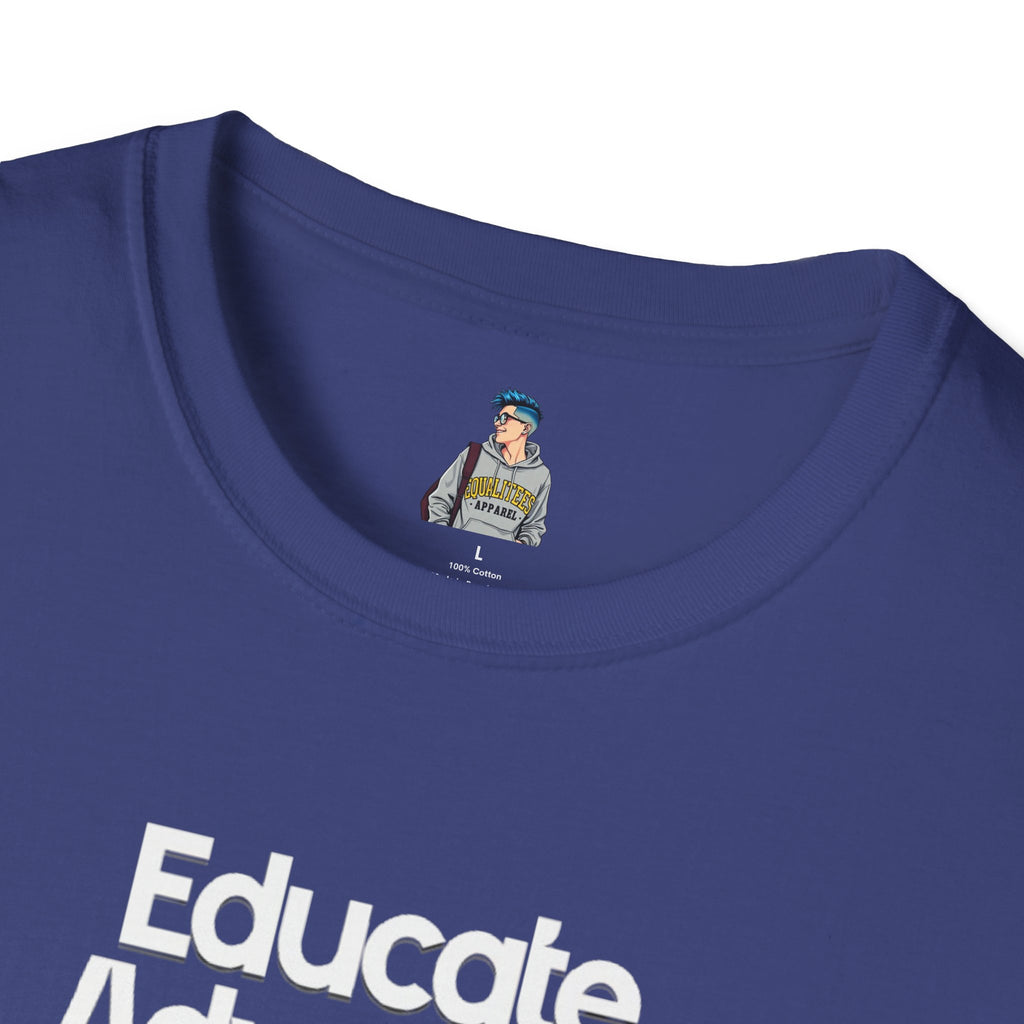 Educate. Advocate. Celebrate. Minimalist Pride T-Shirt - EqualiTees.Me
