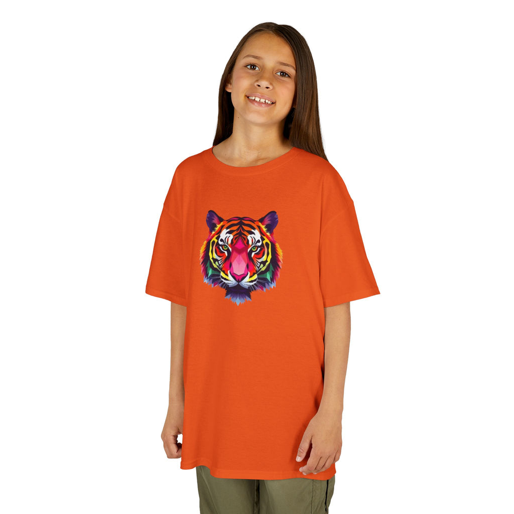 Colorful Fractal Tiger Kids Heavy Cotton Tee