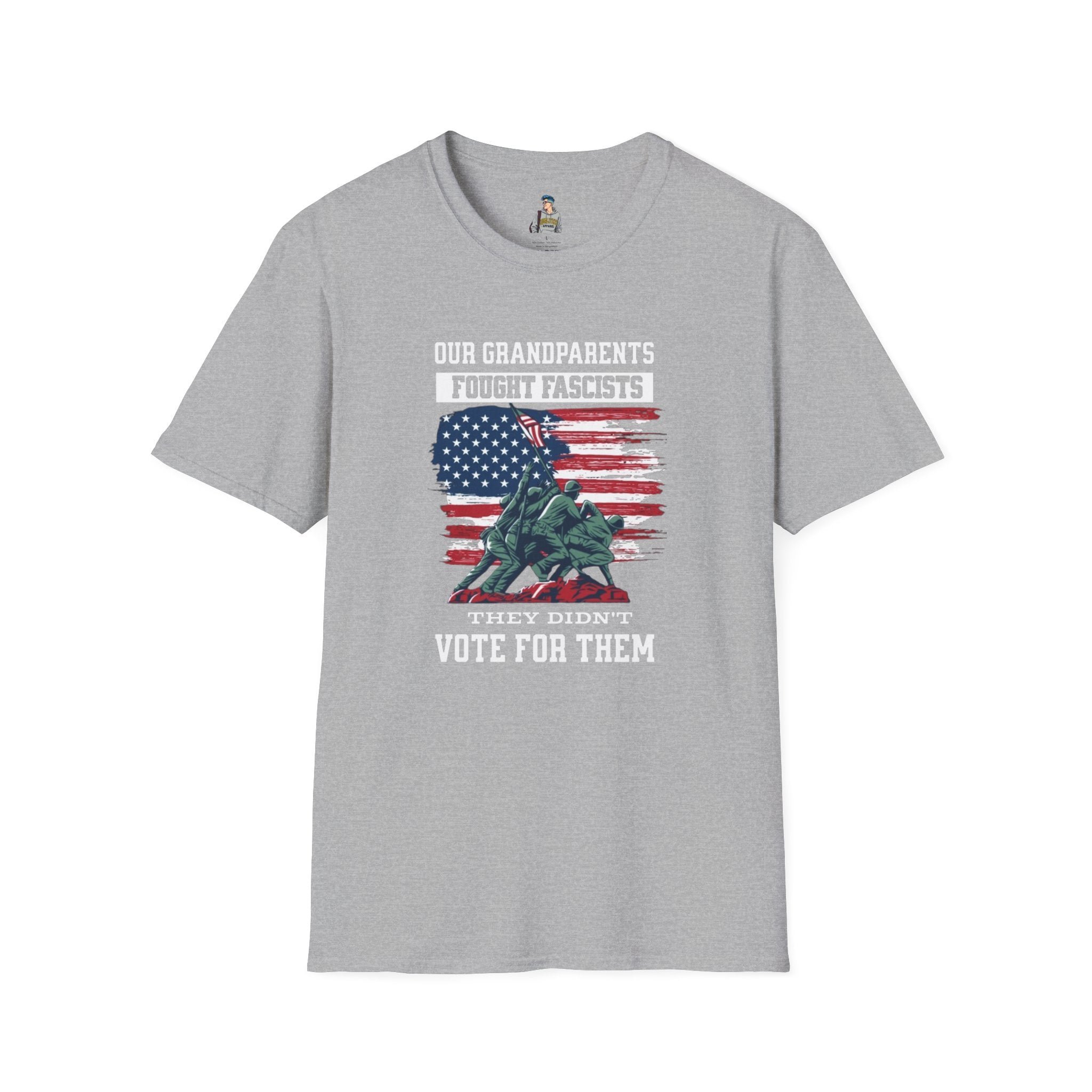 Unisex Softstyle T-Shirt: 'Our Grandparents Fought Fascists' Patriotic Tee
