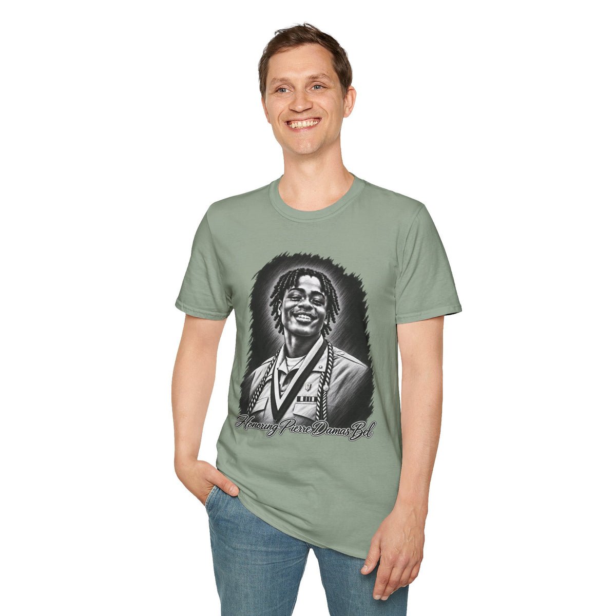 Smiling Portrait Front - In Memory of Pierre Damas Bel T-Shirt