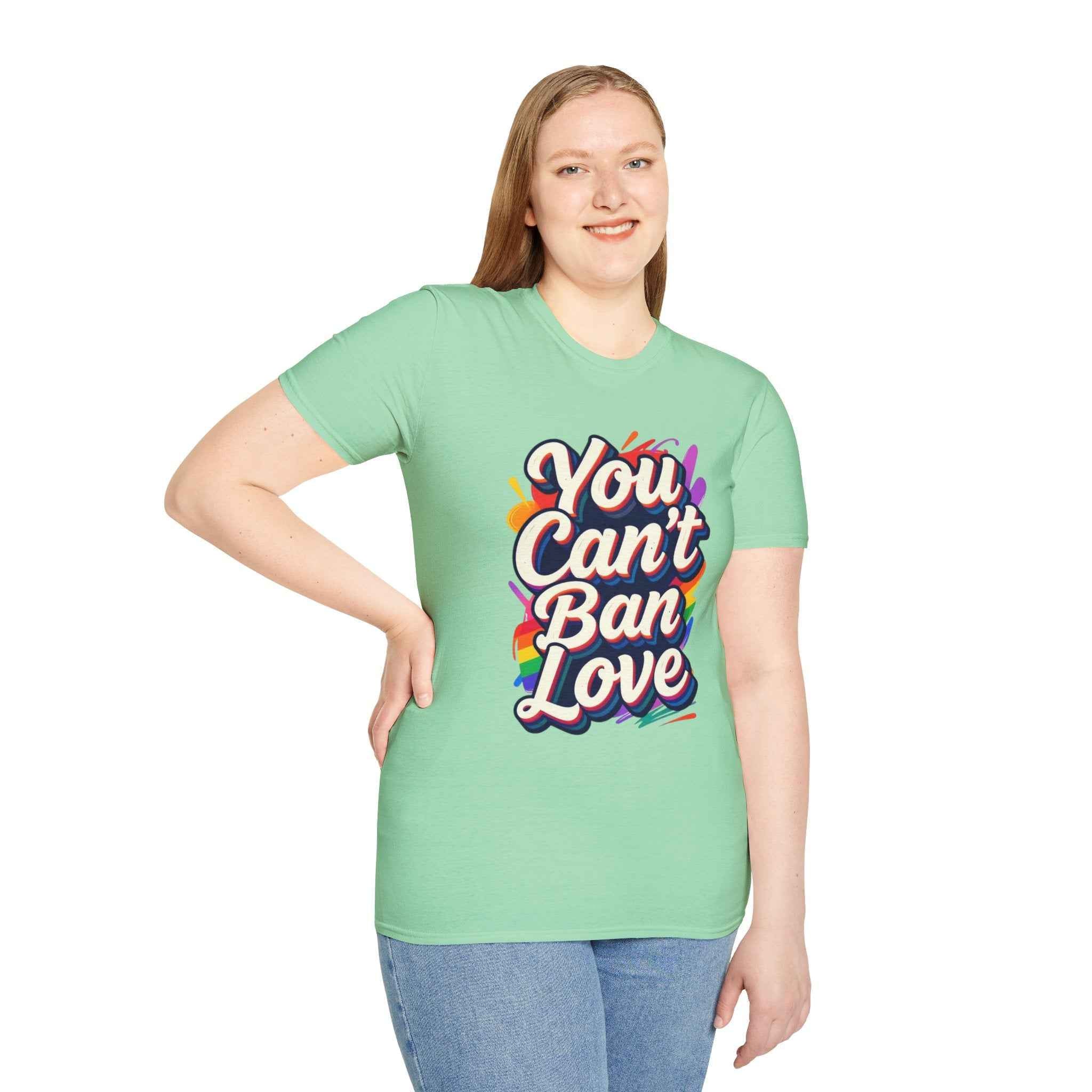 You Can't Ban Love T‑Shirt — Rainbow LGBTQ+ Pride Graphic Tee