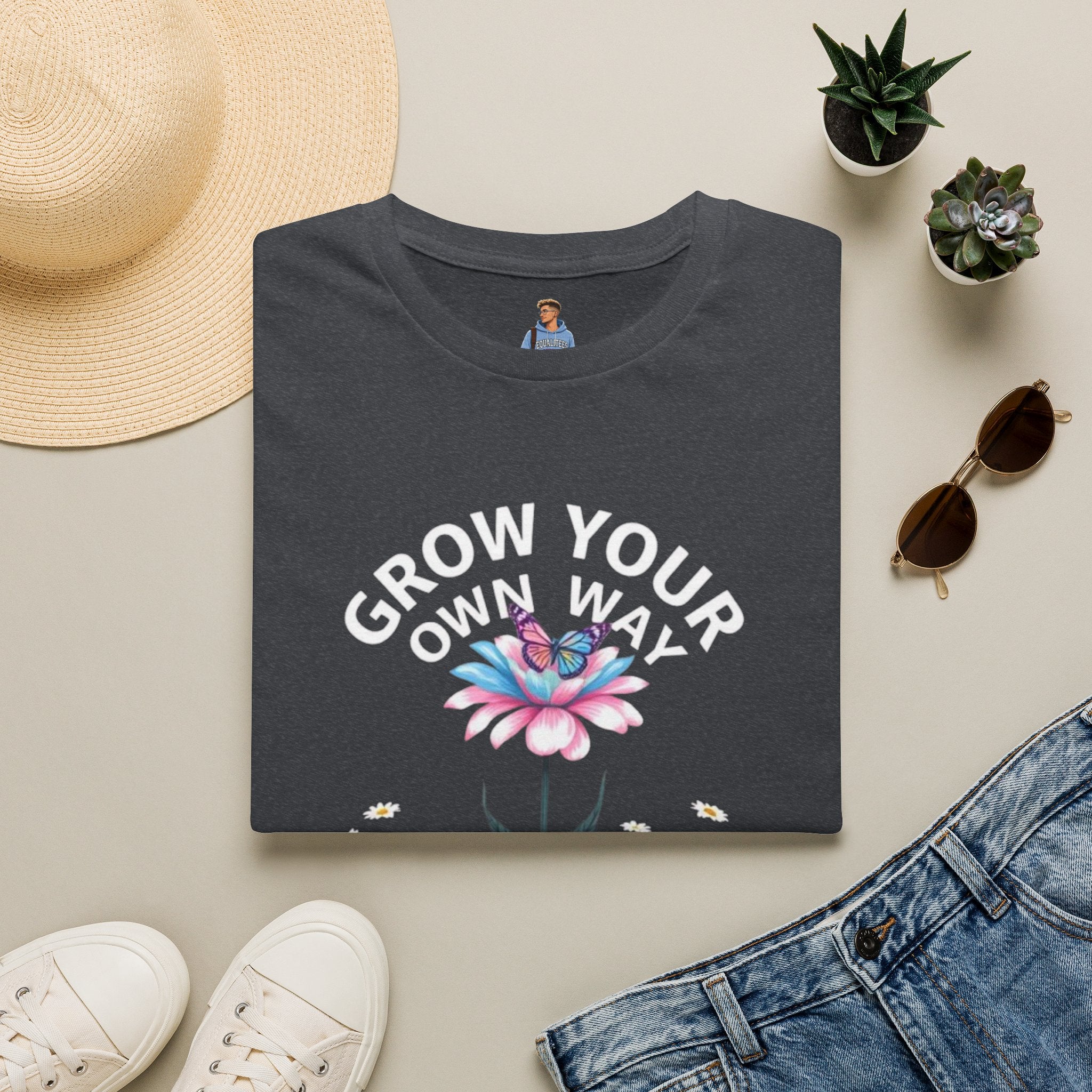 Grow Your Own Way Trans Pride Unisex T-Shirt - Floral Design for Garden Lovers
