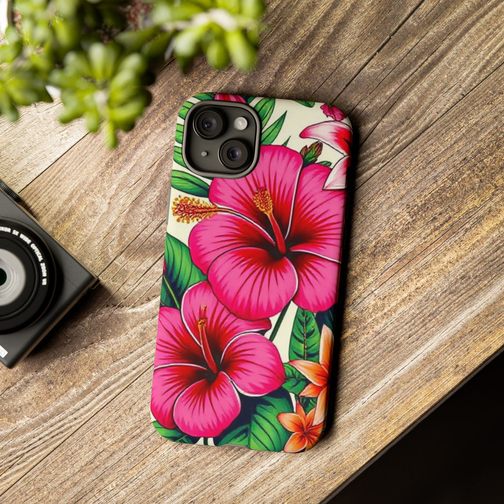 Tropical Hibiscus Phone Case for iPhone — Floral Tough Protective Cover